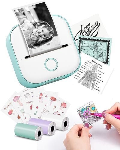Memoking Label Makers - T02 Mini Portable Small Printer with 3 Rolls Paper