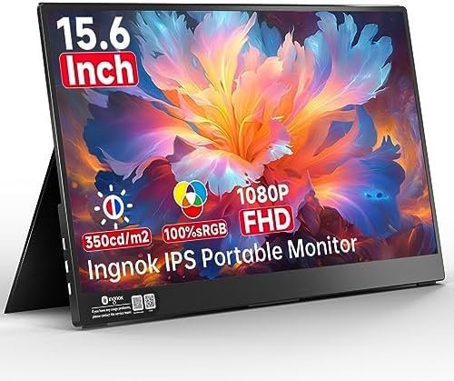 Portable Monitor 15.6 Inch FHD Ingnok A+Screen 100%sRGB IPS Laptop Screen